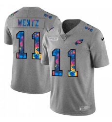 Men's Philadelphia Eagles #11 Carson Wentz Mens Nike Multi-Color 2020 NFL Crucial Catch NFL Jersey Greyheather