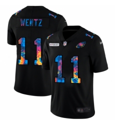 Men's Philadelphia Eagles #11 Carson Wentz Mens Nike Multi-Color Black 2020 NFL Crucial Catch Vapor Untouchable Limited Jersey