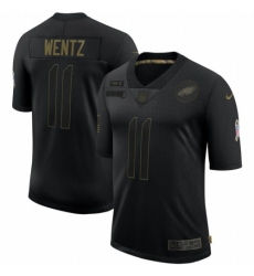 Men's Philadelphia Eagles #11 Carson Wentz Nike 2020 Salute To Service Limited Jersey Black