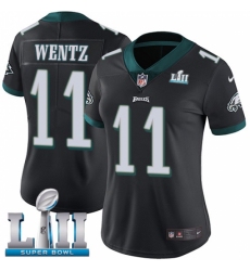 Women's Nike Philadelphia Eagles #11 Carson Wentz Black Alternate Vapor Untouchable Limited Player Super Bowl LII NFL Jersey