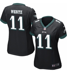 Women's Nike Philadelphia Eagles #11 Carson Wentz Game Black Alternate NFL Jersey