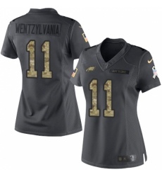 Women's Nike Philadelphia Eagles #11 Carson Wentz Limited Black 2016 Salute to Service Wentzylvania NFL Jersey