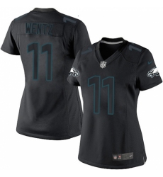 Women's Nike Philadelphia Eagles #11 Carson Wentz Limited Black Impact NFL Jersey