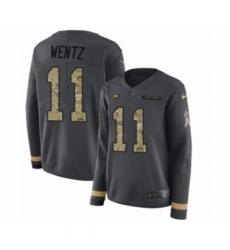 Women's Nike Philadelphia Eagles #11 Carson Wentz Limited Black Salute to Service Therma Long Sleeve NFL Jersey