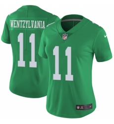 Women's Nike Philadelphia Eagles #11 Carson Wentz Limited Green Rush Vapor Untouchable Wentzylvania NFL Jersey