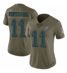 Women's Nike Philadelphia Eagles #11 Carson Wentz Limited Olive 2017 Salute to Service Wentzylvania NFL Jersey