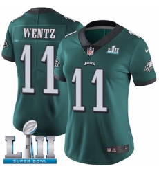 Women's Nike Philadelphia Eagles #11 Carson Wentz Midnight Green Team Color Vapor Untouchable Limited Player Super Bowl LII NFL Jersey