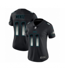 Women's Philadelphia Eagles #11 Carson Wentz Limited Black Smoke Fashion Football Jersey