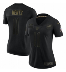 Women's Philadelphia Eagles#11 Carson Wentz Nike 2020 Salute To Service Limited Jersey Black