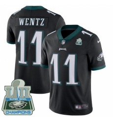 Youth Nike Philadelphia Eagles #11 Carson Wentz Black Alternate Vapor Untouchable Limited Player Super Bowl LII Champions NFL Jersey