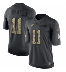 Youth Nike Philadelphia Eagles #11 Carson Wentz Limited Black 2016 Salute to Service NFL Jersey