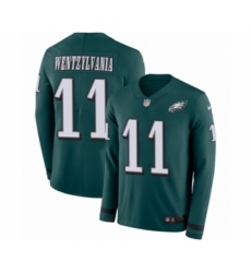 Youth Nike Philadelphia Eagles #11 Carson Wentz Limited Green Therma Long Sleeve Wentzylvania NFL Jersey