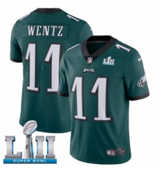 Youth Nike Philadelphia Eagles #11 Carson Wentz Midnight Green Team Color Vapor Untouchable Limited Player Super Bowl LII NFL Jersey