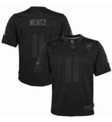 Youth Philadelphia Eagles #11 Carson Wentz Nike 2020 Salute to Service Game Jersey Black