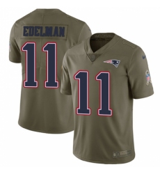 Youth Nike New England Patriots #11 Julian Edelman Limited Olive 2017 Salute to Service NFL Jersey