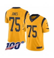 Men's Los Angeles Rams #75 Deacon Jones Limited Gold Rush Vapor Untouchable 100th Season Football Jersey