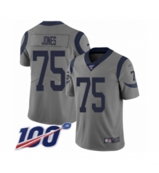 Men's Los Angeles Rams #75 Deacon Jones Limited Gray Inverted Legend 100th Season Football Jersey