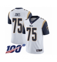 Men's Los Angeles Rams #75 Deacon Jones White Vapor Untouchable Limited Player 100th Season Football Jersey