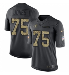 Men's Nike Los Angeles Rams #75 Deacon Jones Limited Black 2016 Salute to Service NFL Jersey