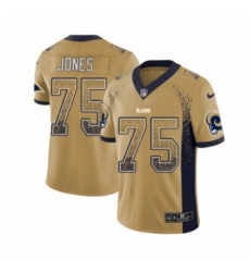 Men's Nike Los Angeles Rams #75 Deacon Jones Limited Gold Rush Drift Fashion NFL Jersey