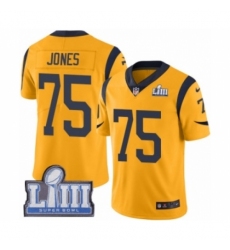 Men's Nike Los Angeles Rams #75 Deacon Jones Limited Gold Rush Vapor Untouchable Super Bowl LIII Bound NFL Jersey