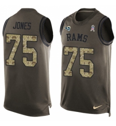 Men's Nike Los Angeles Rams #75 Deacon Jones Limited Green Salute to Service Tank Top NFL Jersey