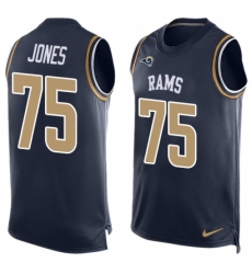 Men's Nike Los Angeles Rams #75 Deacon Jones Limited Navy Blue Player Name & Number Tank Top NFL Jersey