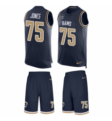 Men's Nike Los Angeles Rams #75 Deacon Jones Limited Navy Blue Tank Top Suit NFL Jersey