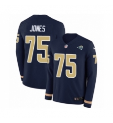 Men's Nike Los Angeles Rams #75 Deacon Jones Limited Navy Blue Therma Long Sleeve NFL Jersey