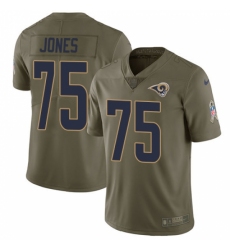 Men's Nike Los Angeles Rams #75 Deacon Jones Limited Olive 2017 Salute to Service NFL Jersey