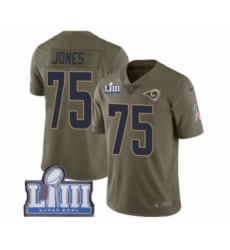 Men's Nike Los Angeles Rams #75 Deacon Jones Limited Olive 2017 Salute to Service Super Bowl LIII Bound NFL Jersey