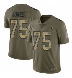 Men's Nike Los Angeles Rams #75 Deacon Jones Limited Olive/Camo 2017 Salute to Service NFL Jersey