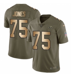 Men's Nike Los Angeles Rams #75 Deacon Jones Limited Olive/Gold 2017 Salute to Service NFL Jersey