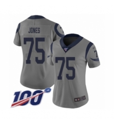 Women's Los Angeles Rams #75 Deacon Jones Limited Gray Inverted Legend 100th Season Football Jersey