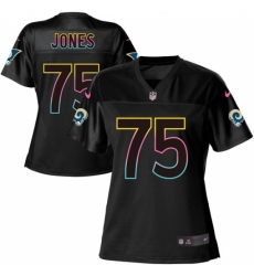 Women's Nike Los Angeles Rams #75 Deacon Jones Game Black Fashion NFL Jersey