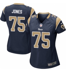 Women's Nike Los Angeles Rams #75 Deacon Jones Game Navy Blue Team Color NFL Jersey