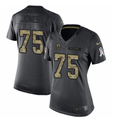 Women's Nike Los Angeles Rams #75 Deacon Jones Limited Black 2016 Salute to Service NFL Jersey