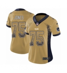 Women's Nike Los Angeles Rams #75 Deacon Jones Limited Gold Rush Drift Fashion NFL Jersey