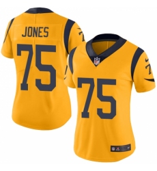 Women's Nike Los Angeles Rams #75 Deacon Jones Limited Gold Rush Vapor Untouchable NFL Jersey