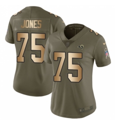 Women's Nike Los Angeles Rams #75 Deacon Jones Limited Olive/Gold 2017 Salute to Service NFL Jersey