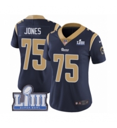 Women's Nike Los Angeles Rams #75 Deacon Jones Navy Blue Team Color Vapor Untouchable Limited Player Super Bowl LIII Bound NFL Jersey