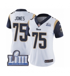 Women's Nike Los Angeles Rams #75 Deacon Jones White Vapor Untouchable Limited Player Super Bowl LIII Bound NFL Jersey