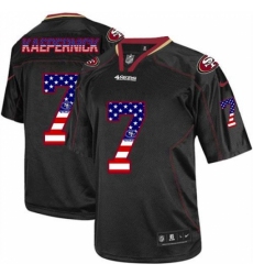 Men's Nike San Francisco 49ers #7 Colin Kaepernick Elite Black USA Flag Fashion NFL Jersey