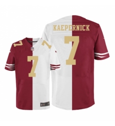 Men's Nike San Francisco 49ers #7 Colin Kaepernick Elite Red/White Split Fashion Gold Number NFL Jersey