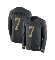 Men's Nike San Francisco 49ers #7 Colin Kaepernick Limited Black Salute to Service Therma Long Sleeve NFL Jersey