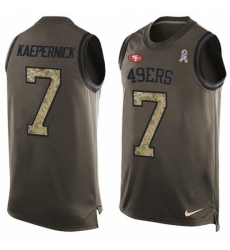 Men's Nike San Francisco 49ers #7 Colin Kaepernick Limited Green Salute to Service Tank Top NFL Jersey