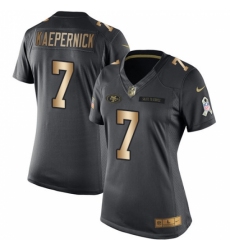 Women's Nike San Francisco 49ers #7 Colin Kaepernick Limited Black/Gold Salute to Service NFL Jersey