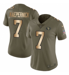 Women's Nike San Francisco 49ers #7 Colin Kaepernick Limited Olive/Gold 2017 Salute to Service NFL Jersey