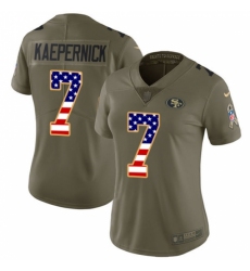 Women's Nike San Francisco 49ers #7 Colin Kaepernick Limited Olive/USA Flag 2017 Salute to Service NFL Jersey