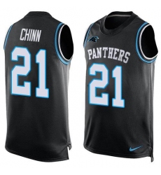 Men's Nike Carolina Panthers #21 Jeremy Chinn Black Team Color Stitched NFL Limited Tank Top Jersey